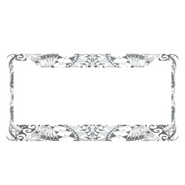 Swono Ethnic License Plate Frame Ethnic Samoa Maori Style Black and White License Plate Cover Aluminum Metal License Plate Holder Frame for Women Men Auto Decoration for US Car/Truck