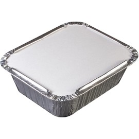 M1SS 25Pcs x 450ML No.2 Aluminium Foil Tray with Lids Catering Containers Silver Tin Foil Containers Food Grade with Paper Lid Bakeware Pan for Baking, Roasting and Freezing