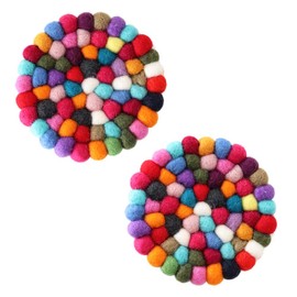 Decorand DEKORANDO Felt Round Coasters Set of 2 (Multi)