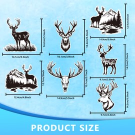 WADORN 7Pcs Deer Buck Elk Mountains Trees Hunting Vinyl Car Decal Sticker, Elk Mountain Antler Outdoors Decal Waterproof Car Window Silhouette Decals for Cars Trucks Tool Boxes Laptop Water Bottle