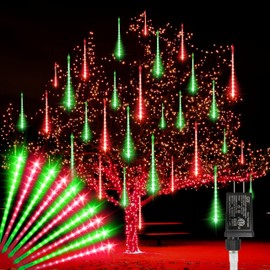 LAMPHOME Christmas Lights Outdoor,12-inch LED Meteor Shower Icicle Lights, 10 Tubes 240 LED String Lights. Waterproof Plug, Shower Rain for Xmas Tree Yard House Decor Red&Green