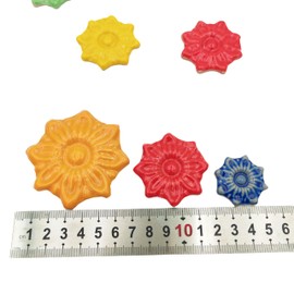 500g Random Ceramic Mosaic Tiles for Crafts, 3 Sizes, Mosaic Pieces for Plates, Flower Pots, Home and Outdoor Decoration (Colorful, Flowers)