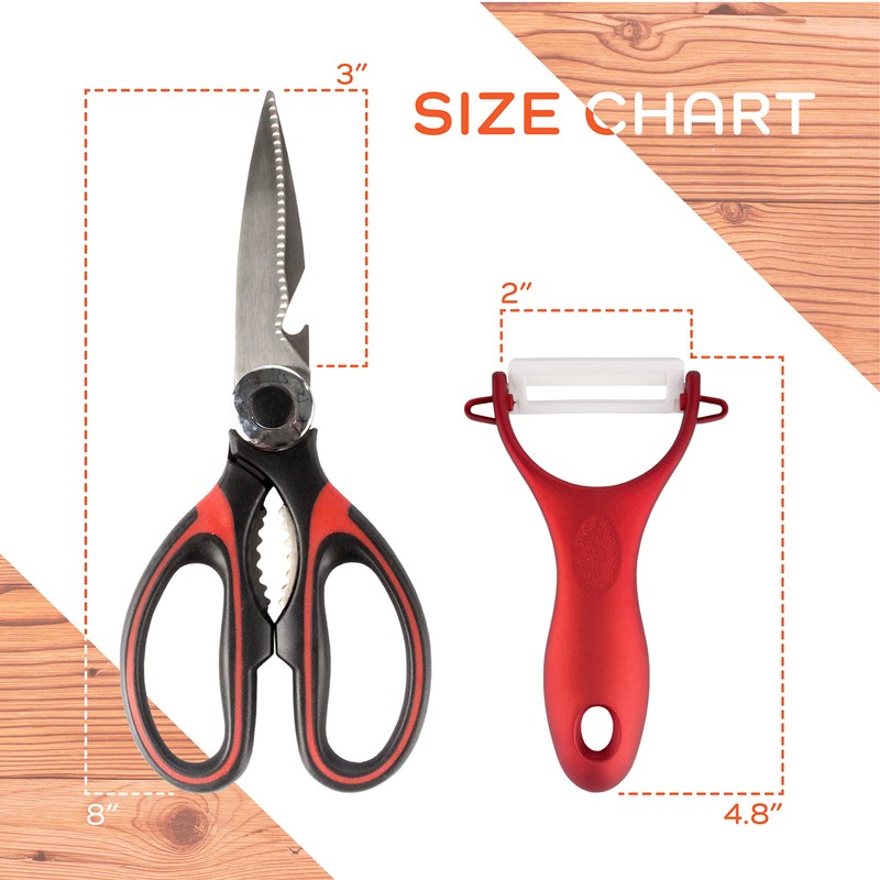 Heavy Duty Kitchen Shears with Peeler Set - Perfect for
