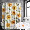 Whaline 12Pcs Spring Shower Curtain Hooks White Daisy Flower Curtain