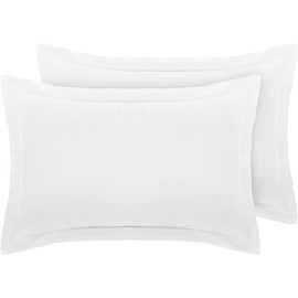 DTEX HOMES Pillowcases 2 pack 100% Egyptian Cotton Envelope Closure Ultra Soft and Premium Quality Pillow Covers 50x75cm + 5cm Hem (Oxford-White)