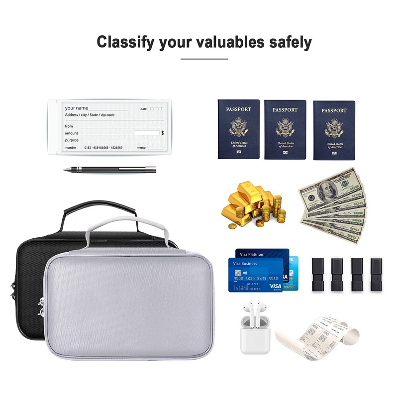 ENGPOW Small Fireproof Bag with Lock,Fireproof Soft Money Organizer Case