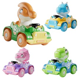 Dinosuar Car Toys | Toddler Toys for Boys Girls Gift | 4 Pack Friction Dino Cars for Toddler Gifts, Birthday Gift for Kids, Easter Basket Stuffers