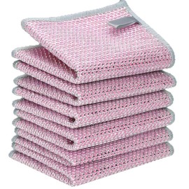 6Pcs Non Scratch Wire Dishcloth Multipurpose Wire Dishwashing Rags for Wet and Dry,Metal Scrubbers for Cleaning Dishes,Dual-Sided Kitchen Cleaning Cloths with Mesh (Pink)
