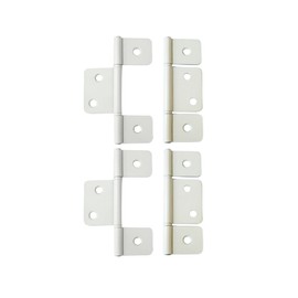 QCAA Flag Three Leaf 3-1/2" Bifold Shutter Hinge for Non-Mortise Cabinet Hardware, White, Made in Taiwan, 4 Pack