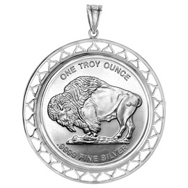 Sterling Silver Filigree Edge Mexican Cien Pesos Bezel Pendant for 39 mm Coins Prong Back Coin NOT Included