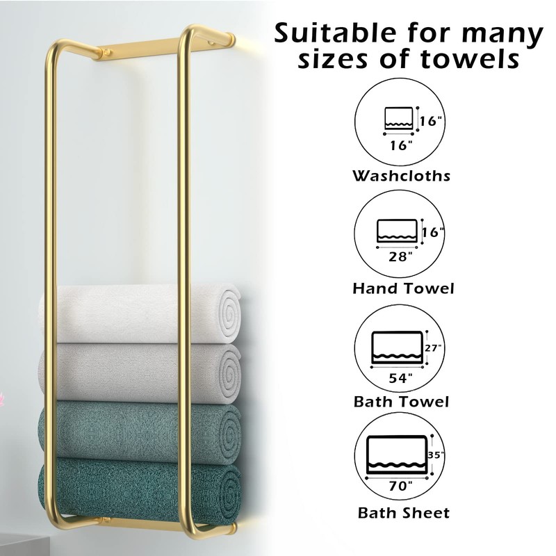 Rxvotocr Towel Rack for Bathroom Wall Mounted, Bathroom Towel Storage,