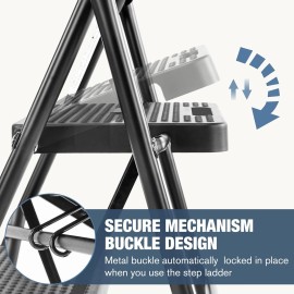 ANTONIA 2-Step Ladder Outside Heavy Duty Folding Stool with Wide Anti-Slip Pedal 800lbs