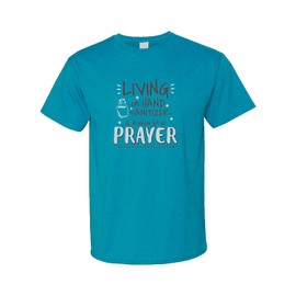 Fun Express Living on Hand Sanitizer & Prayer Adult’s T-Shirt - Extra Large Blue