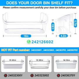 [2 PACK] UPGRADED 242126602 Refrigerator Door Bin Shelf Replacement For Frigidaire Door Shelf Replacement -LFSS2612TF0 LFSS2612TF4 Frigidaire Door Bin Bottom Shelf Parts 2421266 PS12364199 Shelves