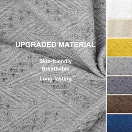 Rose Home Fashion Geometric Jacquard Sectional Couch Covers for Sectional Sofa - 2 Pieces Washable L Shape Couch Cover Blanket with Tassels, Furniture Protector for Dogs (Large, Light Gray)