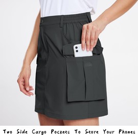 Willit Women's Cargo Skorts Skirt Golf Casual Quick Dry Zip Pockets Outdoor Hiking Deep Gray L
