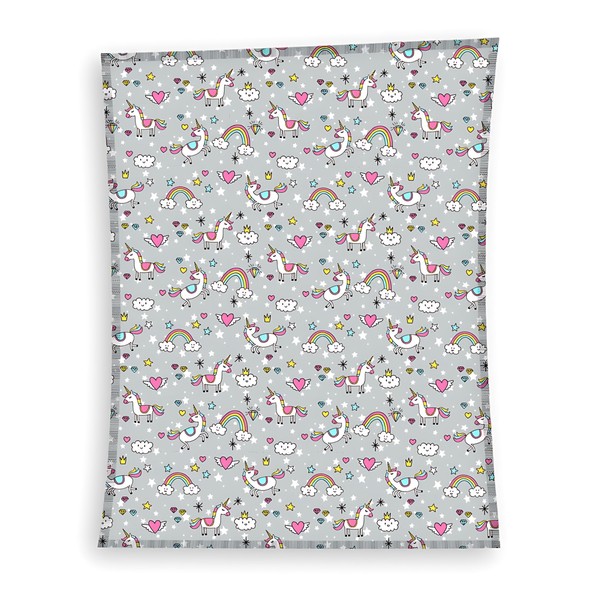 damaloo Flannel Blanket 130 x 170 cm with Unicorn Motif
