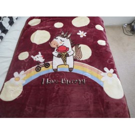 dbbdcollectibles 2-ply Baby Blankets for Toddler (38"x48") Plush Toddler Blankets-Horse Burgundy