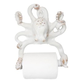 Nautical Marine Sea Octopus Distressed Antique White Wall Toilet Paper Holder