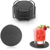 Dark Gray Drink Coasters Set of 6 with Holder Absorbent