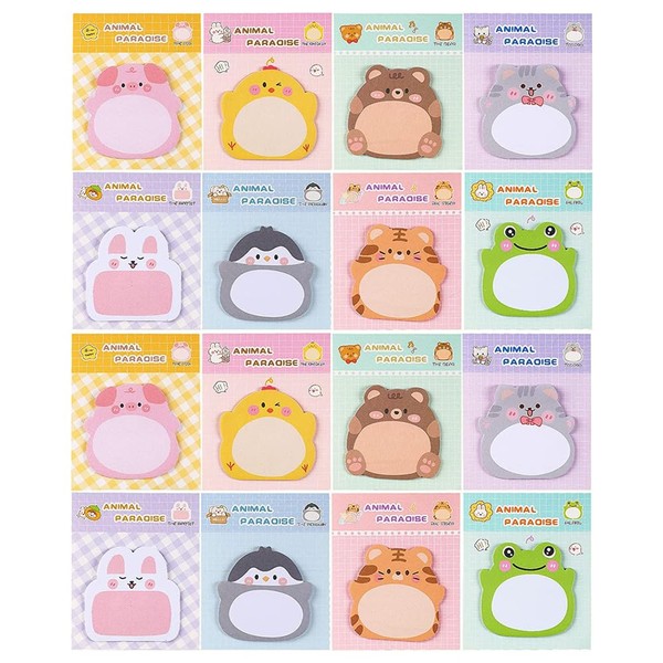 Mikankawa Sticky Note Sheet, Memo, Message Sticker, 8 Types, 16 Bookmarks, 320 Pieces, Animal Shaping, Bookmark, Stationery, Study, Work, Cute