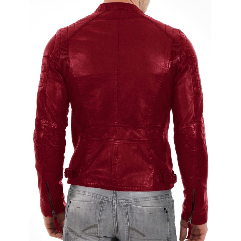 DECIMAL Men's Black & BROWN Genuine Lambskin Leather Biker Jacket