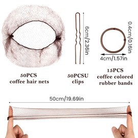 115Pcs Hair Bun Net Set, Ballet Hair Net, Incluede 50 Invisible Ballet Hairs Nets with 15p Elastic HairTie and 50 Hairs Pin, Mesh Hairnets H-air Styling Accessories for Ba-llet Dancer Women Child