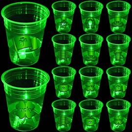 mishunyus mishunyus 24 Pcs Glow St.Patrick's day Cups,St.Patrick's Day Party Supplies,Shamrock Party Cups for Party Decorations,Party Favors,for Nighttime,Indoor/Ourdoor Lucky St Patty's Day Party (16 oz)