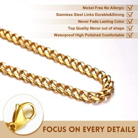 Bandmax Classic Curb Chain Necklace 4 mm/6 mm/9 mm Wide Cuban Link Chain for Women Men Boys Girls Hip Hop Cuban Chain Fashion Jewellery 36 cm to 76 cm Gold/Black/Silver, Metal, No Gemstone