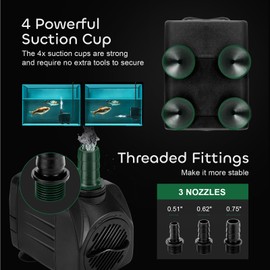 GROWNEER 2 Packs 550GPH Submersible Pump 30W Ultra Quiet Fountain Water Pump, 2000L/H, with 7.2ft High Lift, 3 Nozzles for Aquarium, Fish Tank, Pond, Hydroponics, Statuary