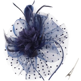 DRESHOW Fascinators Hat Feather Headband Women's Fascinators Tea Party Headwear with Clip Derby Hat for Girls & Women