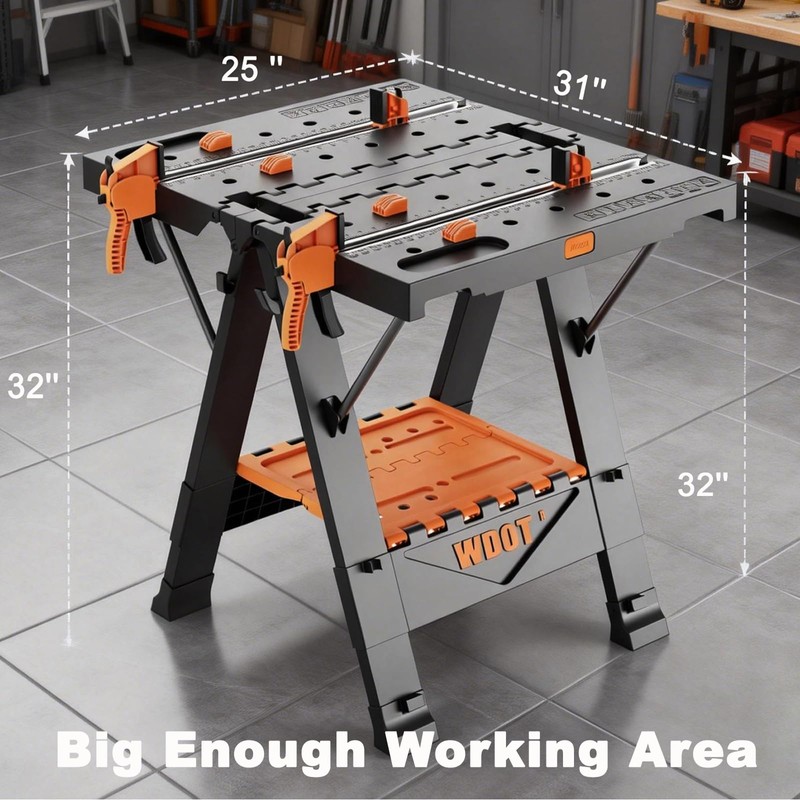 WDOT Work Bench Table 2 in 1 Portable Folding Workbench
