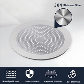 Shower Drain Hair Catcher 3.5 inch Small, Bathroom Sink Hair Stopper Sink Drain Cover Fliter Weighted Stainless and Silicone Shield (3.5 in)