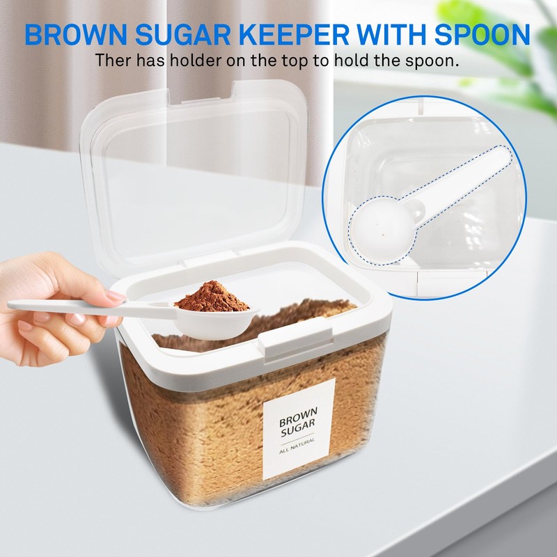 Euiaey Brown Sugar Container Airtight, Brown Sugar Keeper Storage Container
