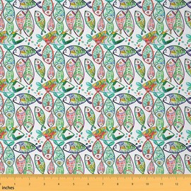 Feelyou Tela de tapicería oceánica por The Yard, tela bohemia colorida para exteriores por The Yard, tela decorativa para tapicería y proyectos de bricolaje en el hogar, 2 yardas, azul y amarillo