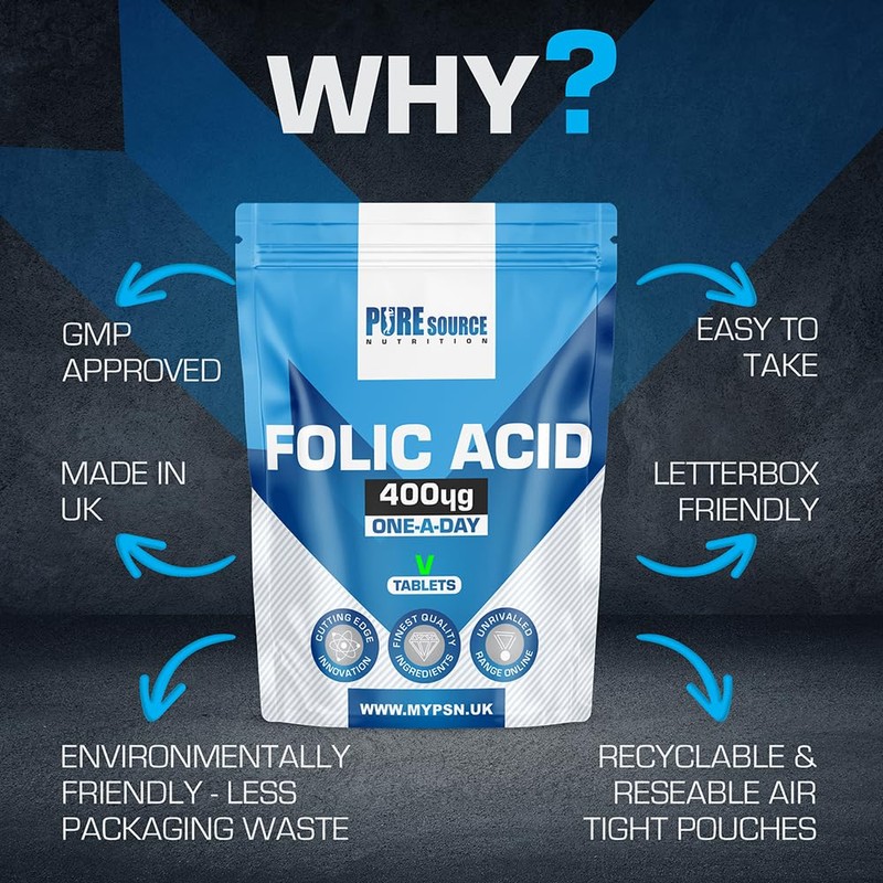Folic Acid Tablets 400 mcg Vegan Vitamin B9 Tablets -
