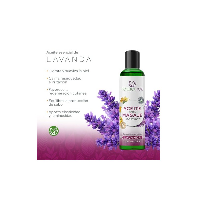 Naturalness Aceite para Masaje Corporal Hidratante con Manzanilla, Hamamelis y