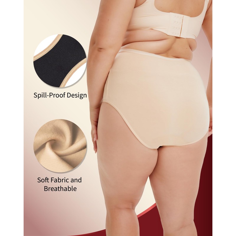 REELINDRY Womens Incontinence Underwear Washable, 2 oz Absorbency Leakproof Panties