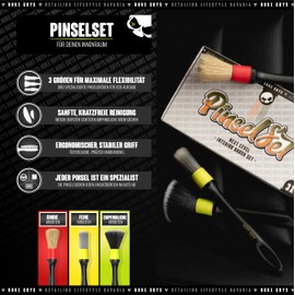 Nuke Guys Detailing Brush Set | 3 x Car Cleaning Brushes in Hard - Medium - Soft for Gentle & Efficient Cleaning in Interior and Exterior | Car Care Brush Set