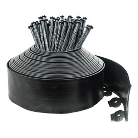 Hugeleaf No Dig Landscape Edging Border 60 Feet with 72pcs Spikes, 4inches Flexible Plastic Garden Edging for Landscaping, Lawn, Flower Bed, Yard