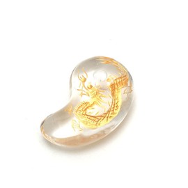 Crystal Ryujin Magatama Gold Carving Power Stone Natural Stone Amulet 1.2 inches (30 mm)