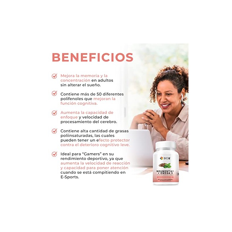 BIO B Neumentix + Omega 3 | Nootrópico Concentración y