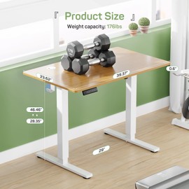 Zibbizo Electric Height Adjustable Standing Desk, 40x24 Inches, Ergonomic Sit-to-Stand Rising Computer Table for Home Office