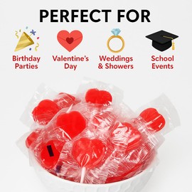 ZANGOC 45+ Heart Shaped Lollipops – Cherry Flavoured Sweet Candy Individually Wrapped Lollies, Ideal for Snack Cupboard, Weddings, Valentines, Party Bag Fillers