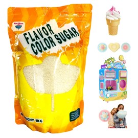 Special Made Flavored Colored Cotton Candy Sugar for Automatic Cotton Candy Vending Machine, Particle Size: 2 mm (Mesh Size = 15), Falvor: Milk, 1KG/Bag (White)