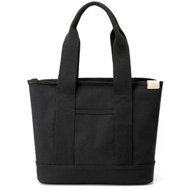 zhongningyifeng Canvas Women Tote Bag Casual Top Handle Satchel Large Capacity Handbags Shopping Bag for Work Travel, Black, Large