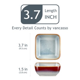 vancasso Stoneware Dip Bowls, Star 4-Piece Square Sauce Bowls, Snack Appetizer Bowls Set, Dessert Small Serving Bowls