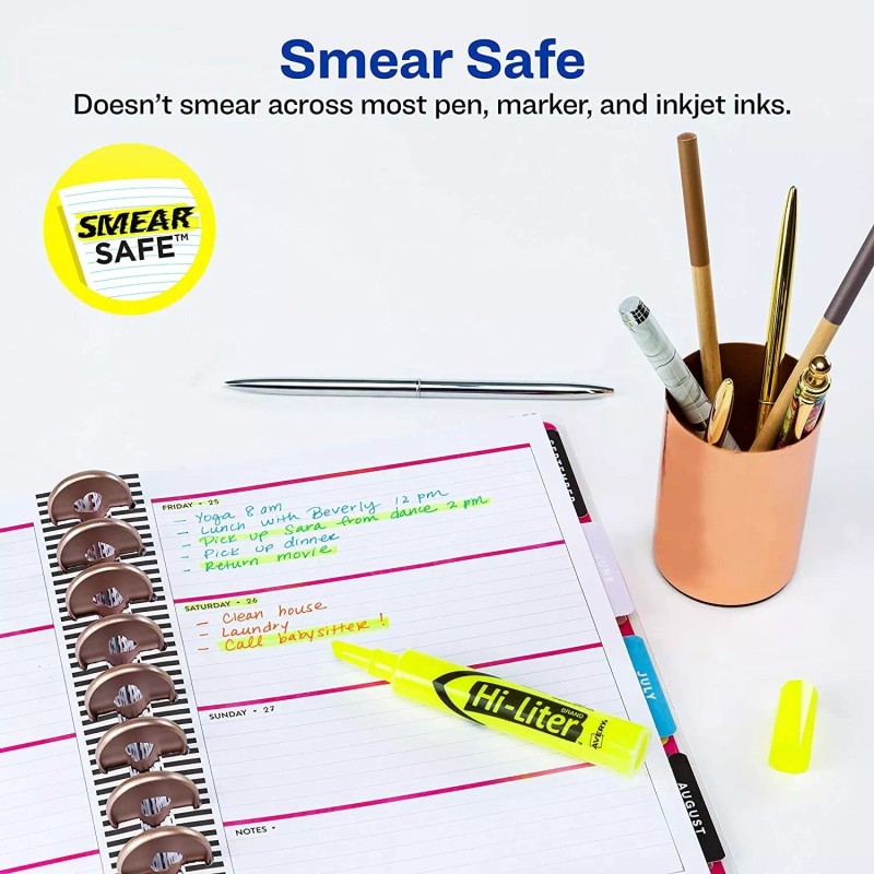Avery Hi-Liter - Yellow Highlighter - Smear Safe Ink, Chisel