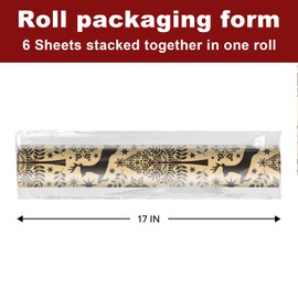 EWES Kraft Christmas Wrapping Paper Brown Black Rolls Vintage Reindeer Tree Thick Aesthetic Elegant Gift Wrap Sheets Retro Rustic Heavy Duty Reversible Neutral Recyclable Total 28.5sq.ft
