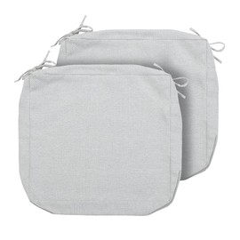 Magpie Fabrics Patio Cushion Covers Set of 2(Replacement Cover only, No Insert!), Waterproof Indoor Ourdoor Deep Seat Chair Cushion Slipcover with Ties(20x18x4 Inch, Light Gray)
